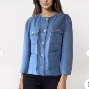 Rachel Zoe Powder Blue Coat Blazer With Gold Buttons Size Medium